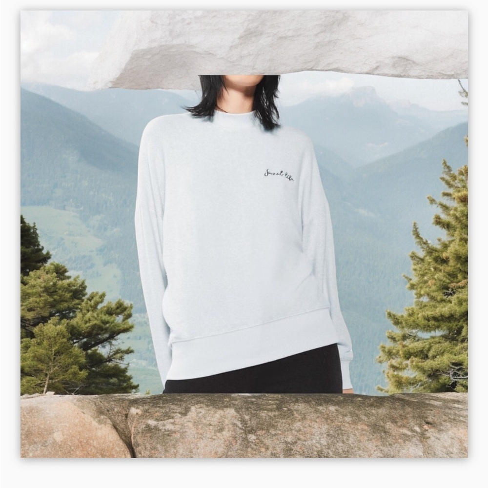 Top Shop Pale Blue Crewneck sweater -Like new “Sweetlife” Sz8 -Cozy Lake Life!☀️ - Picture 7 of 14